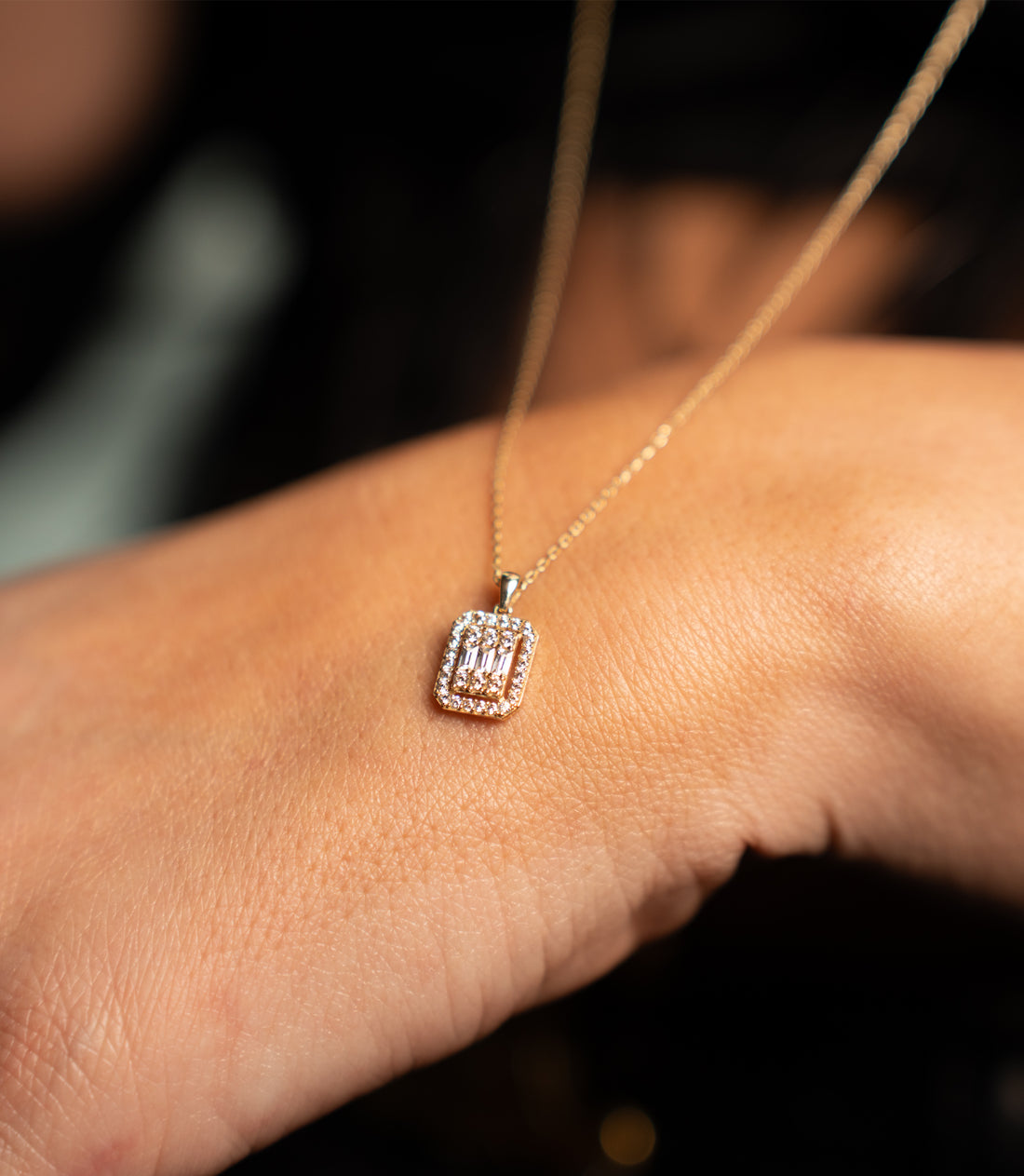 Baguette Shine Kette – 585er Gold