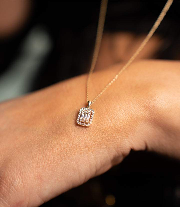Baguette Shine Kette – 585er Gold