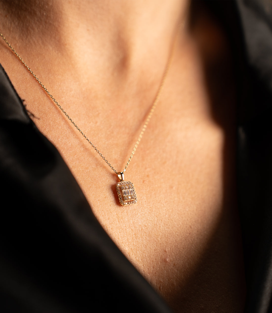 Baguette Shine Kette – 585er Gold