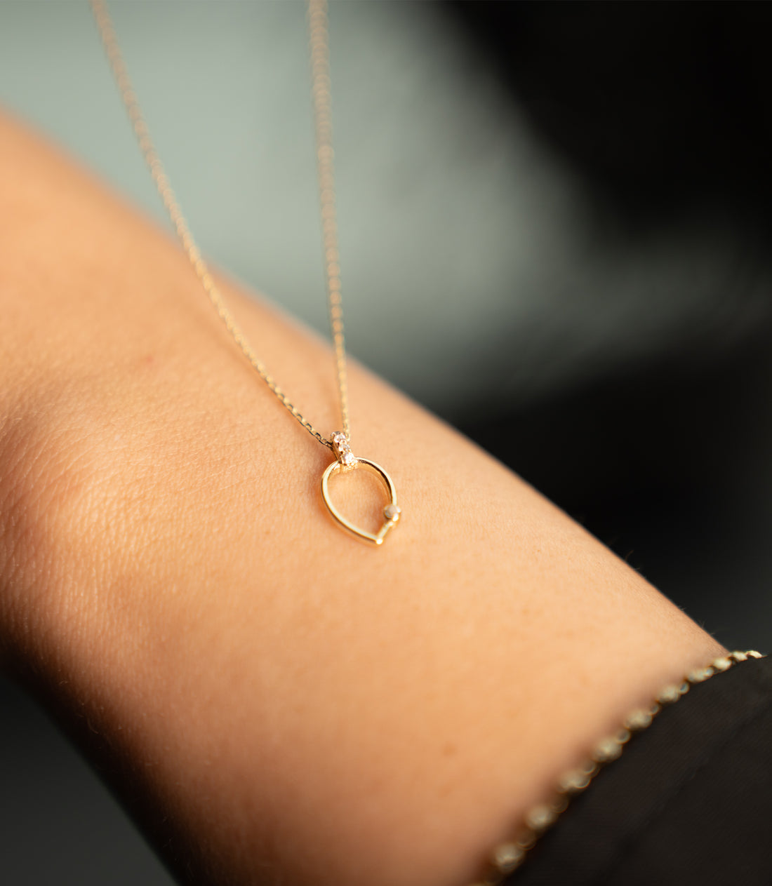 Tropfen Rahmen Kette – 585er Gold