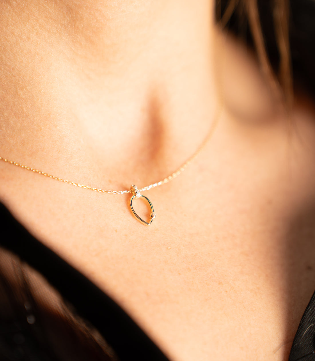 Tropfen Rahmen Kette – 585er Gold