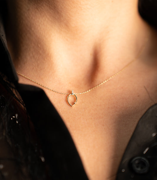''Tropfen Rahmen''-Kette - 585er Gold - Elina Gold