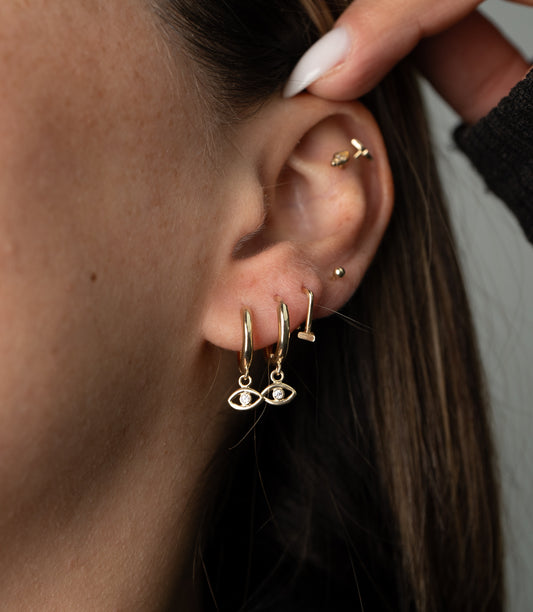 ''Auge Anhänger Creole''-Ohrring - 585er Gold - Elina Gold