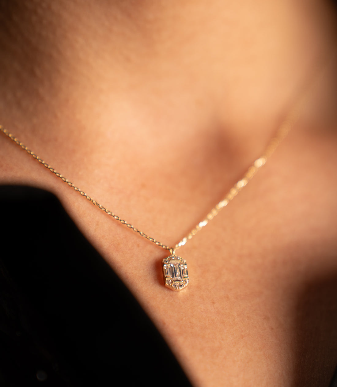 Baguette Fantasy Kette – 585er Gold
