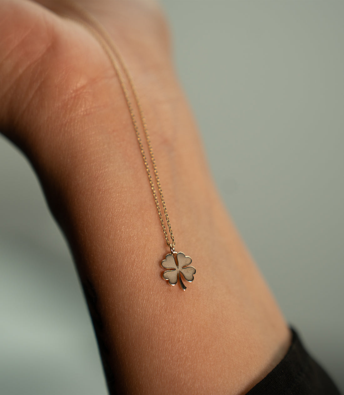 Kleeblatt Dezent Kette – 585er Gold
