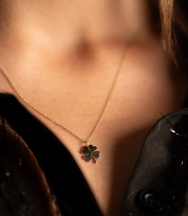 Kleeblatt Dezent Kette – 585er Gold