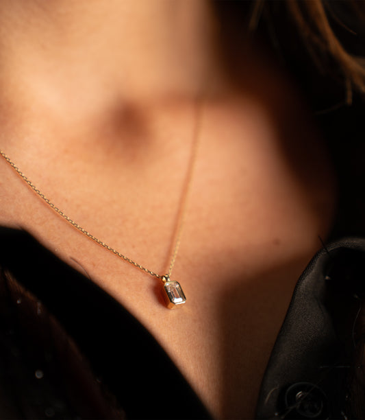''Baguette Weiß''-Kette - 585er Gold - Elina Gold