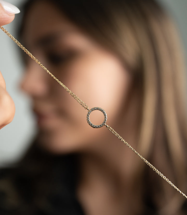 Kreis Steine Armband – 585er Gold