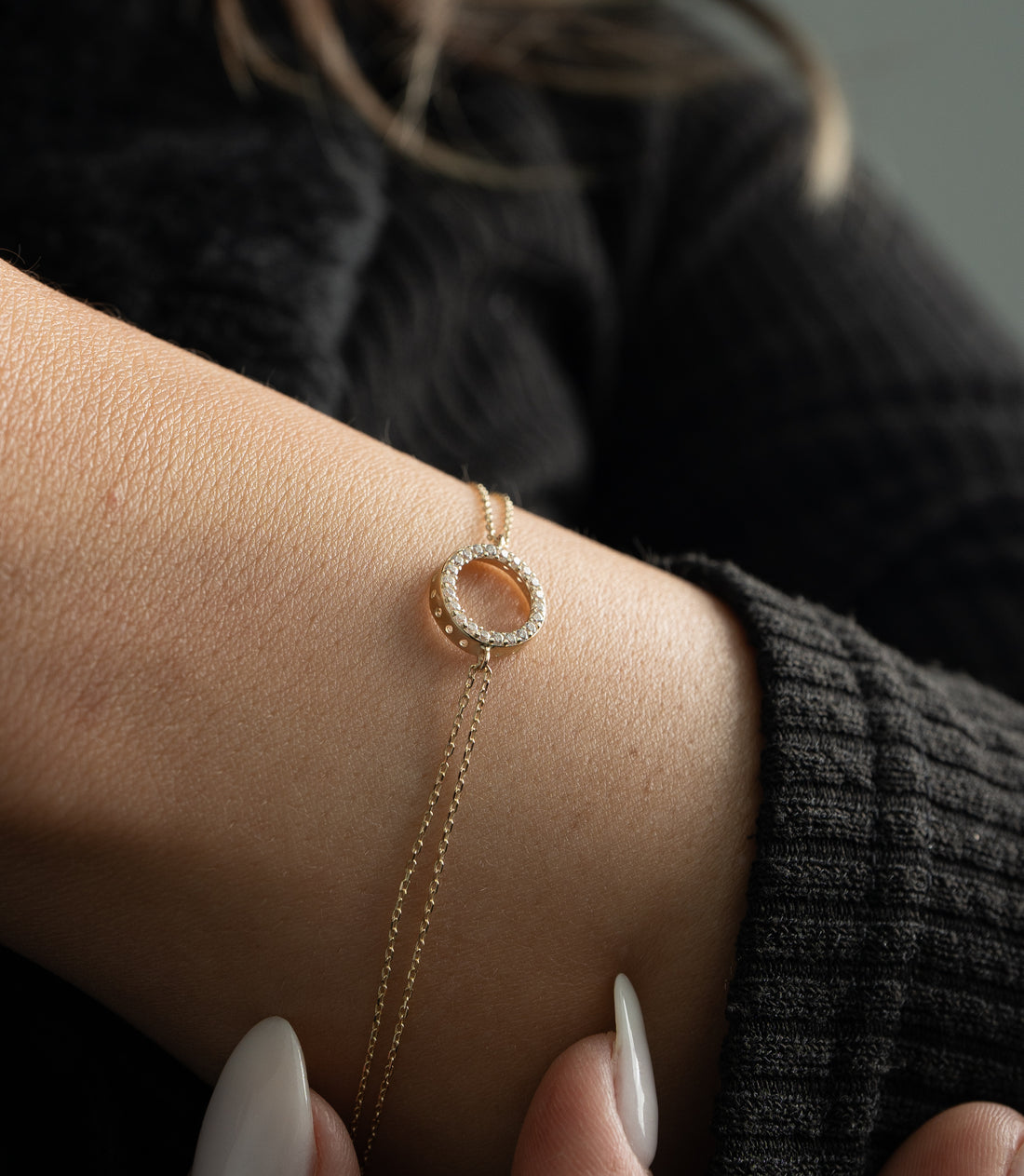 Kreis Steine Armband – 585er Gold