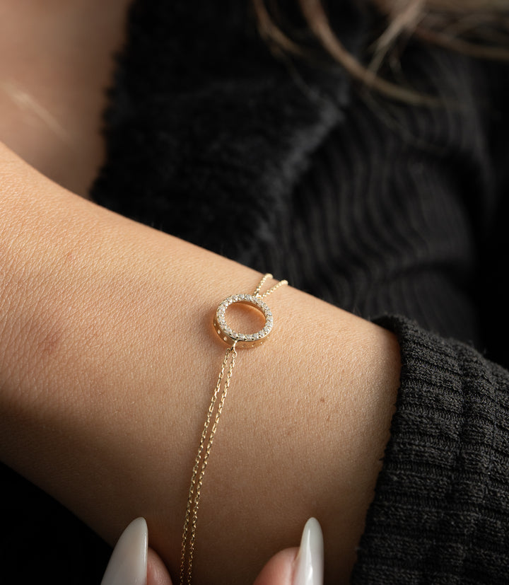 Kreis Steine Armband – 585er Gold