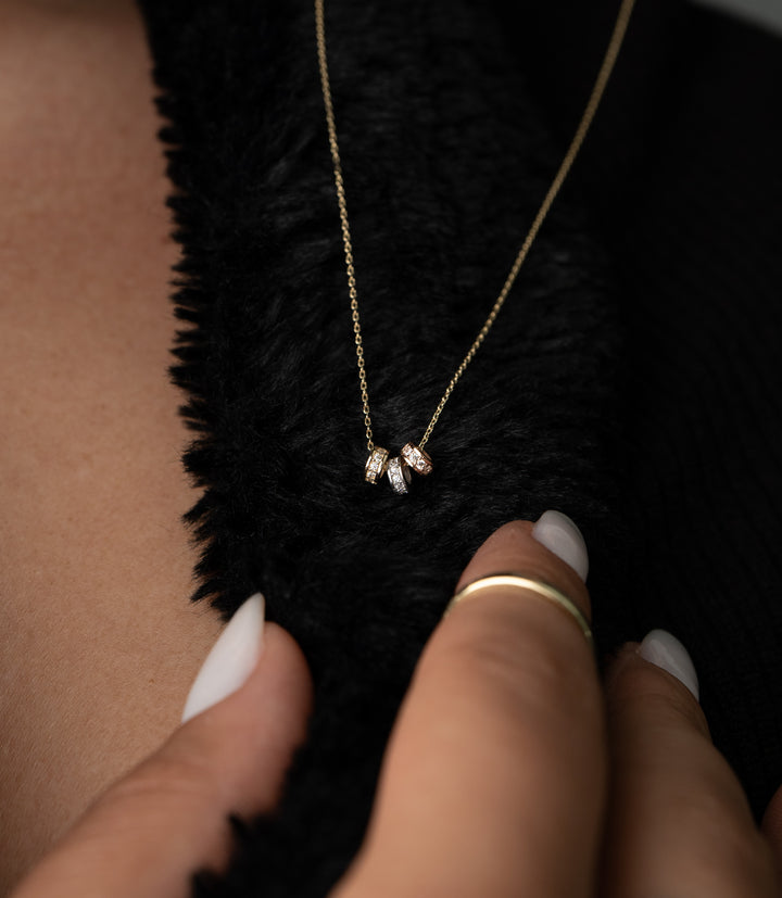 Tricolor Kreise Kette – 585er Gold