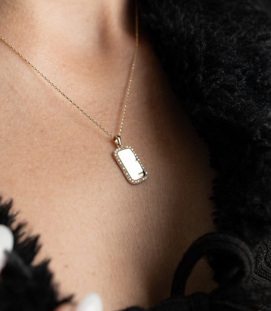 ''Gravur Platte''-Kette - 585er Gold - Elina Gold