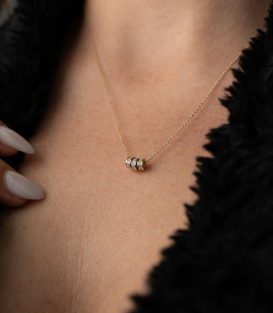 ''Tricolor Kreise''-Kette - 585er Gold - Elina Gold