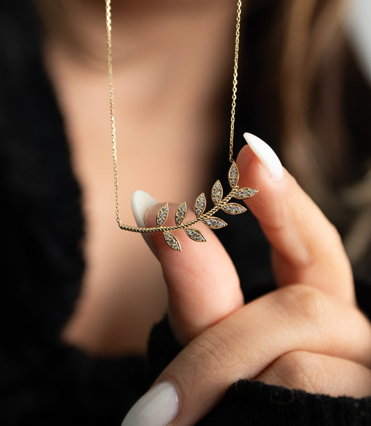 ''Blatt Melodie''-Kette - 585er Gold - Elina Gold