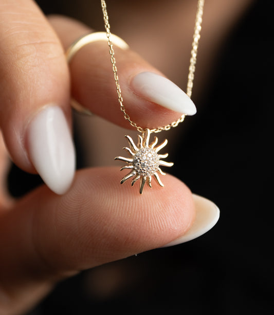 ''Sonne''-Kette - 585er Gold - Elina Gold