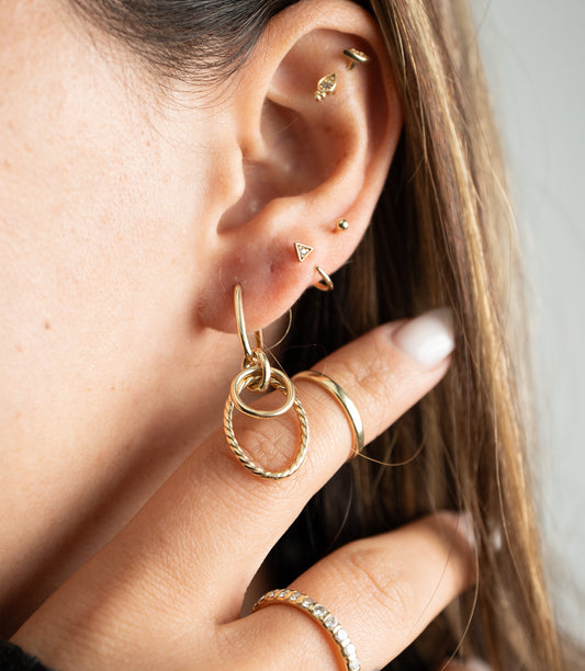 ''4 in 1 Creole''-Ohrring - 585er Gold - Elina Gold