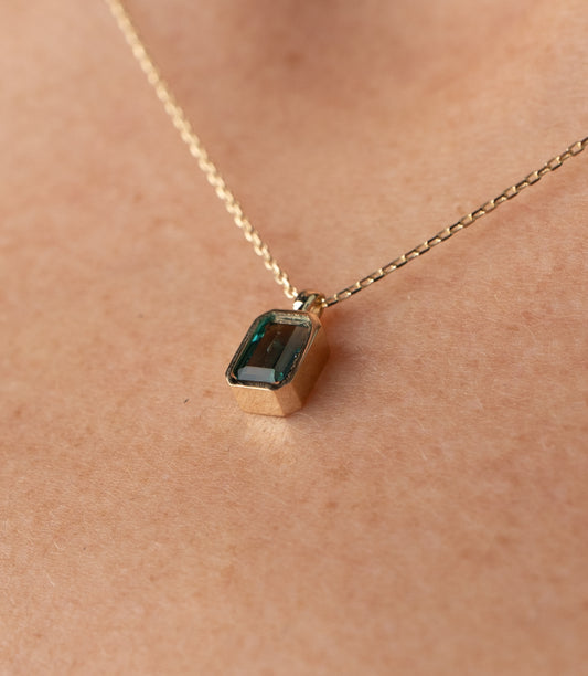 ''Baguette Grün''-Kette - 585er Gold - Elina Gold