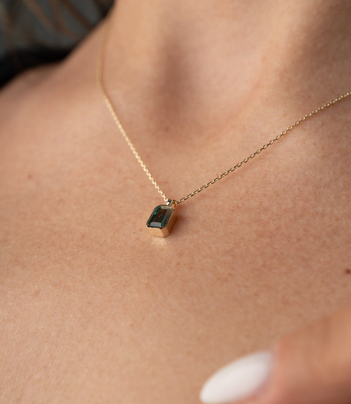 Baguette Grün Kette – 585er Gold