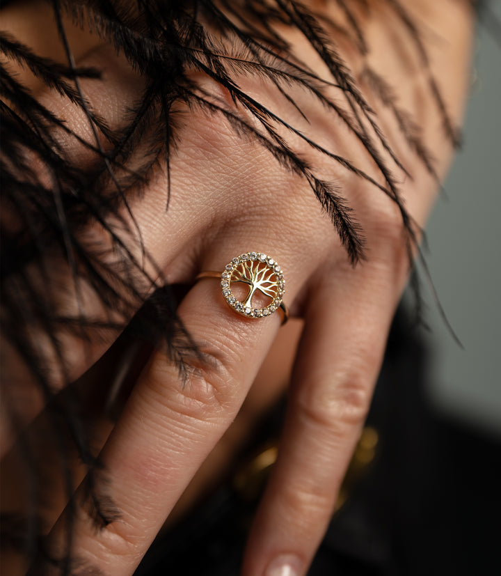 Brillanz Lebensbaum Ring – 585er Gold