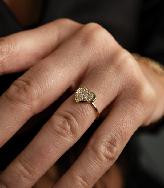 "Herzensfall Zirkonia ''-Ring - 585er Gold - Elina Gold