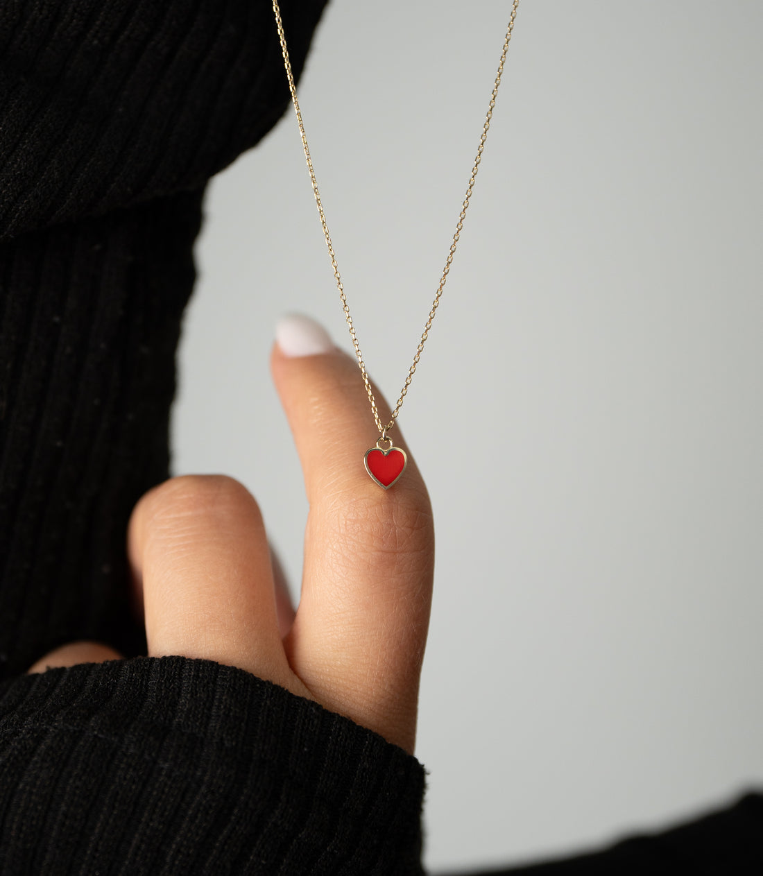 Rotes Herz Kette – 585er Gold
