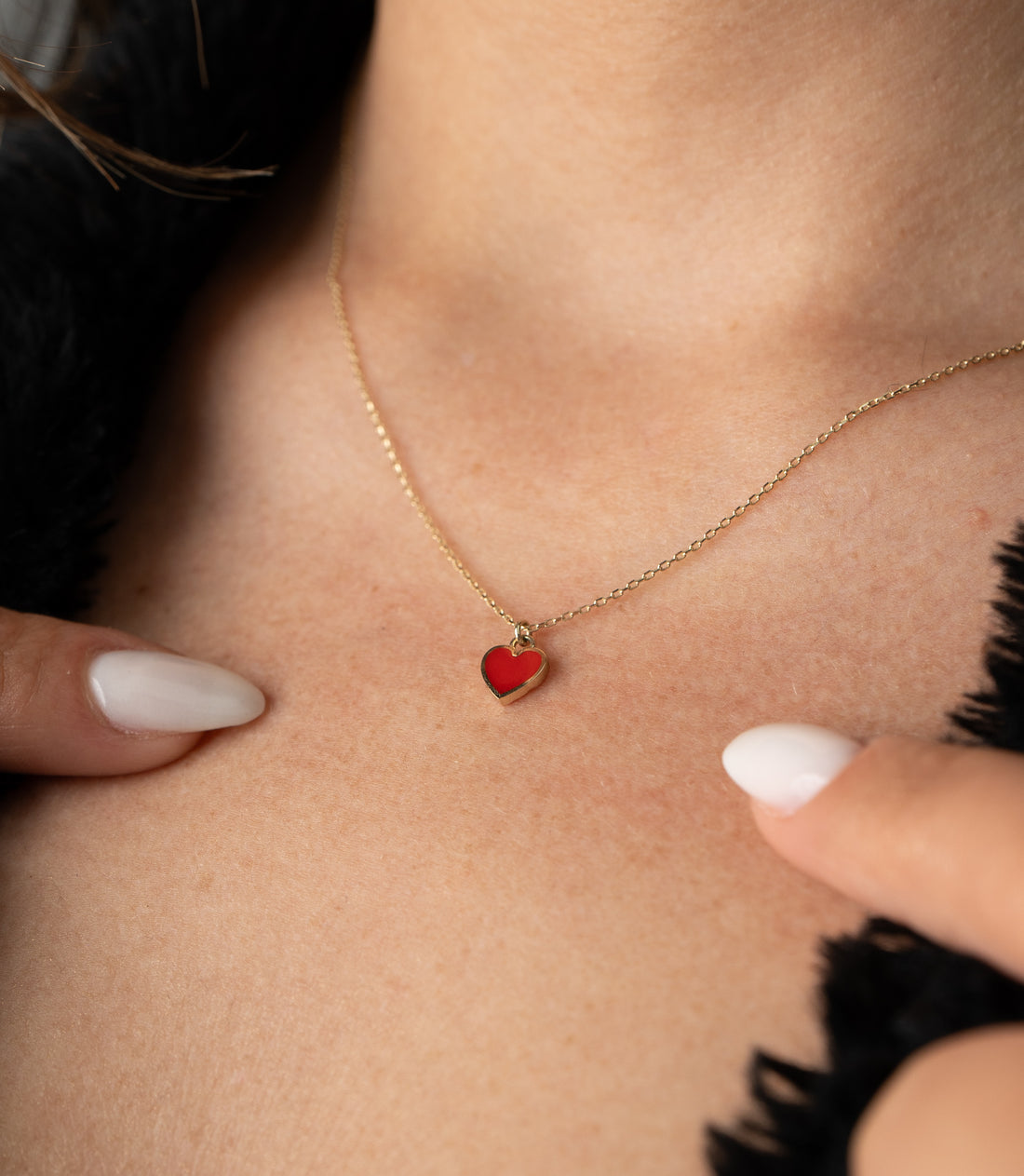 Rotes Herz Kette – 585er Gold