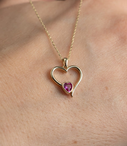 ''Doppelherz Pink''-Kette - 585er Gold - Elina Gold