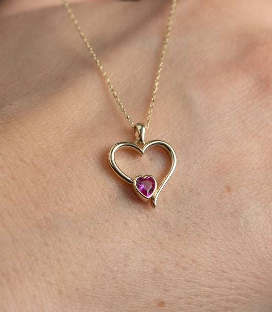 ''Doppelherz Pink''-Kette - 585er Gold - Elina Gold