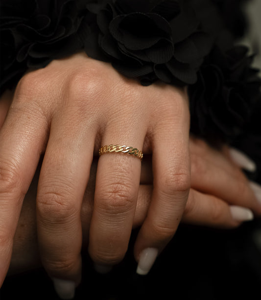 ''Elegante Freiheitskette''-Ring - 585er Gold - Elina Gold