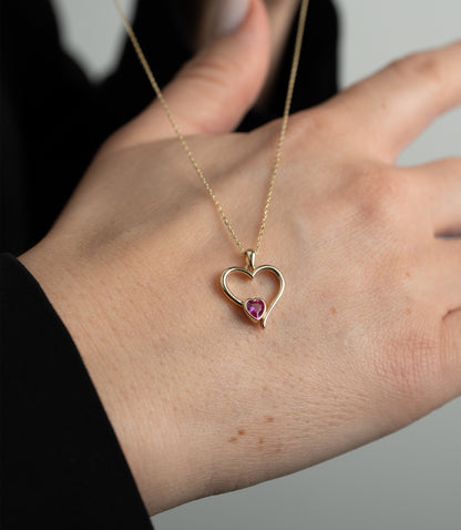 ''Doppelherz Pink''-Kette - 585er Gold - Elina Gold