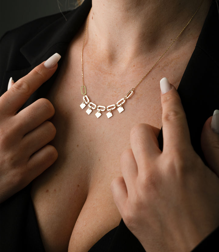 Rautenanhänger Kette – 585er Gold