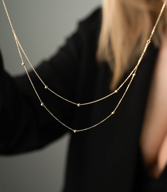 Doppelreihigem Design-Kette - 585er Gold - Elina Gold