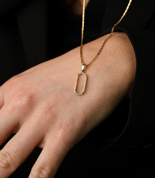 Oval-Anhänger- Kette - 585 Gold - Elina Gold