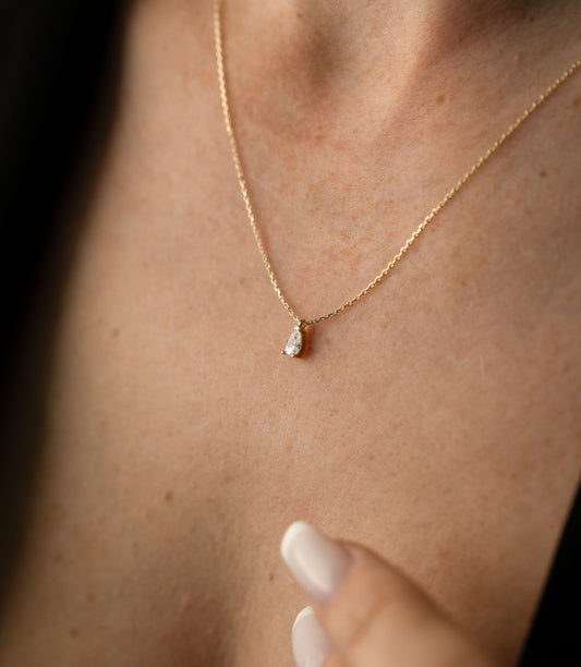 Mini Tropfen Zirkonia-Kette - 585er Gold - Elina Gold