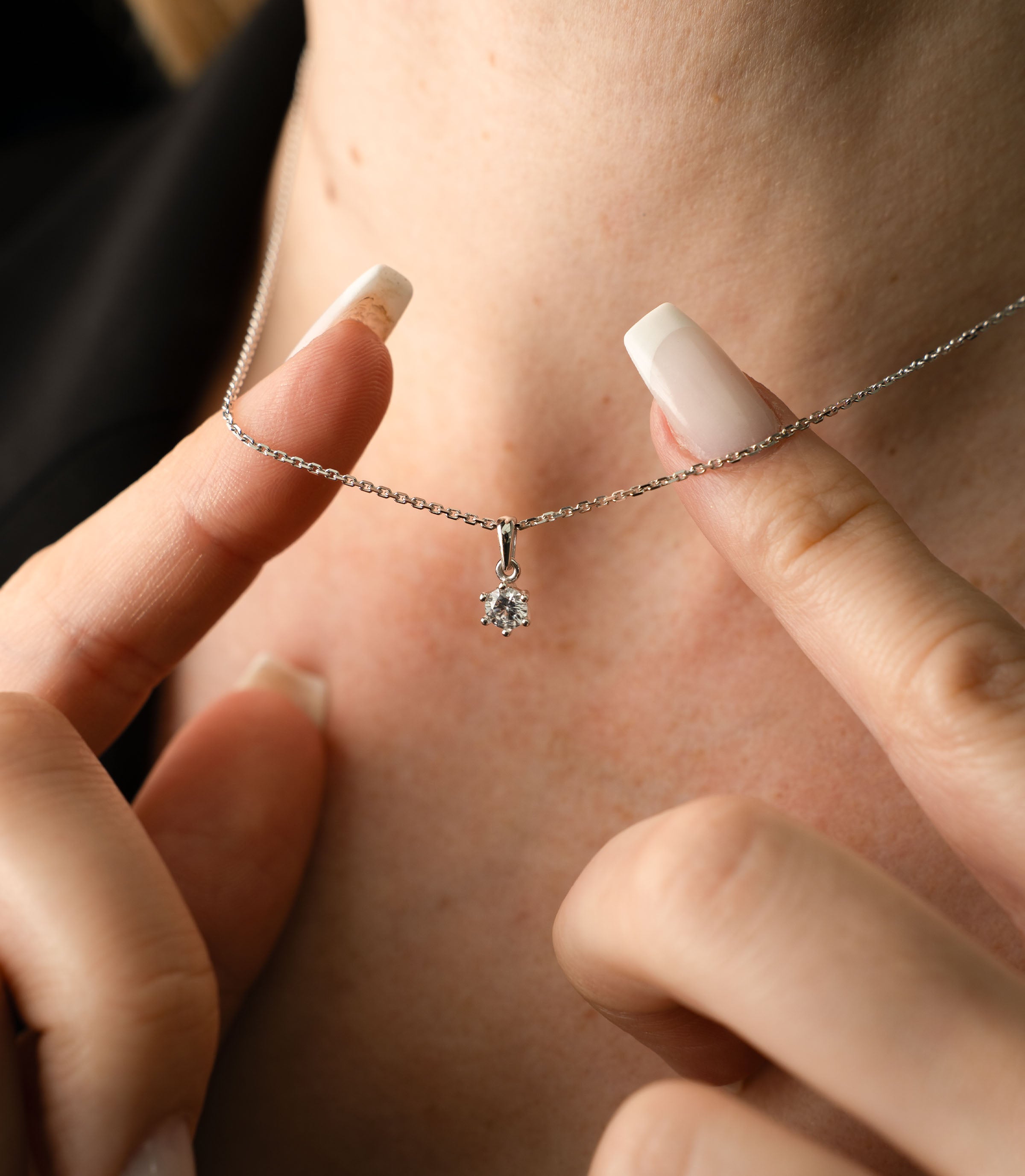 Solitär Weißgold Kette