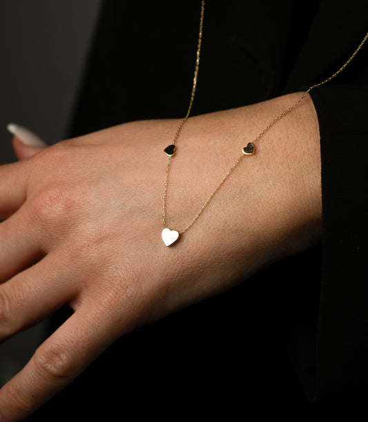 Drei Herzen-Kette - 585 Gold - Elina Gold