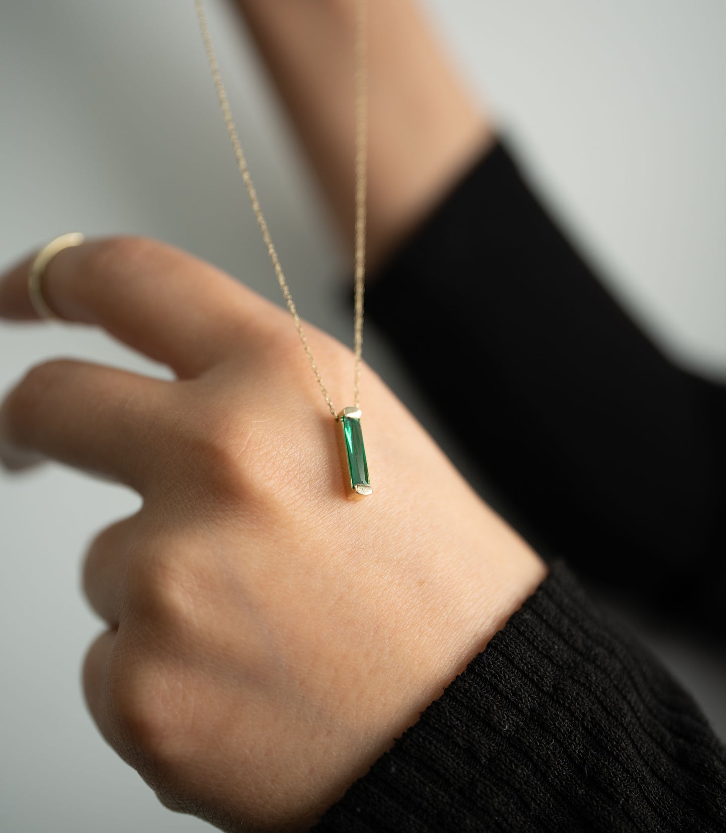 ''Grüne Säule''-Kette - 585er Gold - Elina Gold
