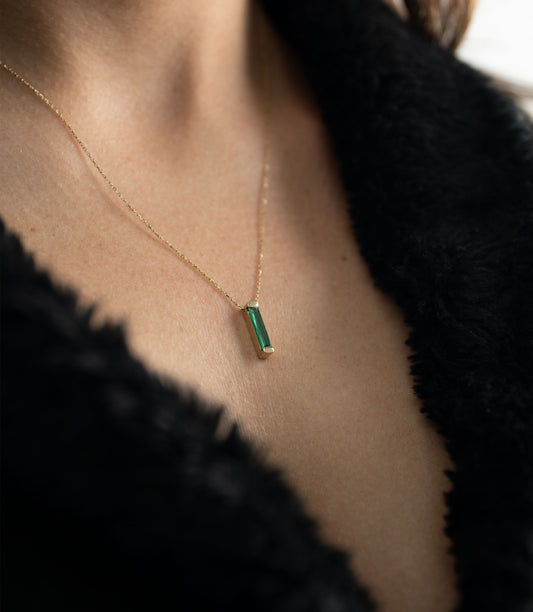 ''Grüne Säule''-Kette - 585er Gold - Elina Gold