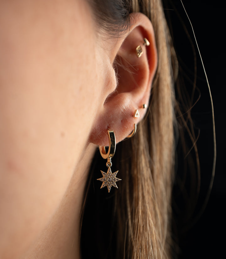 Stern Hänger Creole – Ohrring – 585er Gold
