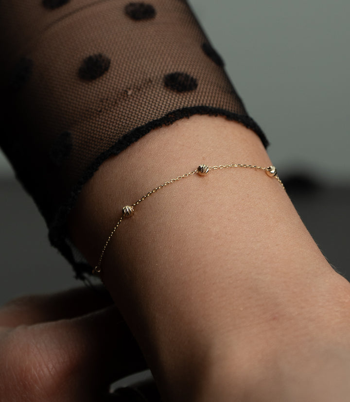 Kugel Glitzer Armband – 585er Gold