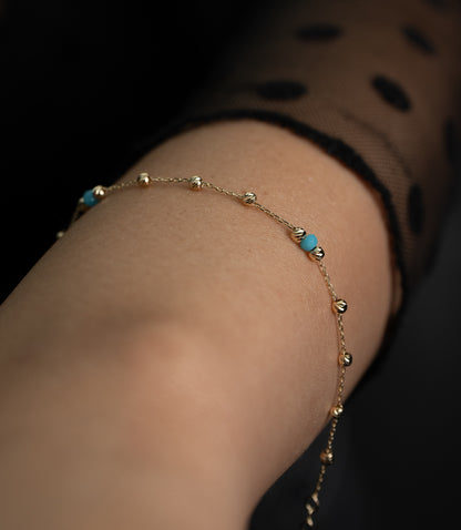 '' Dorika Türkis''-Armband - 585er Gold - Elina Gold