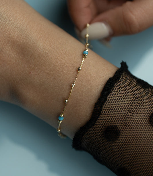 '' Dorika Türkis''-Armband - 585er Gold - Elina Gold