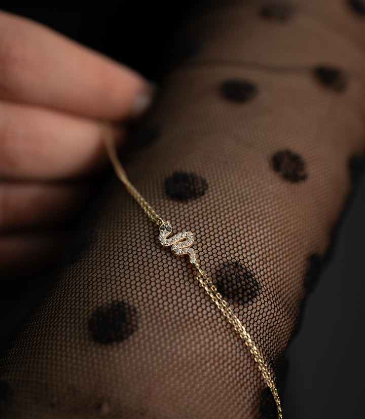 Kleine Schlange Armband – 585er Gold