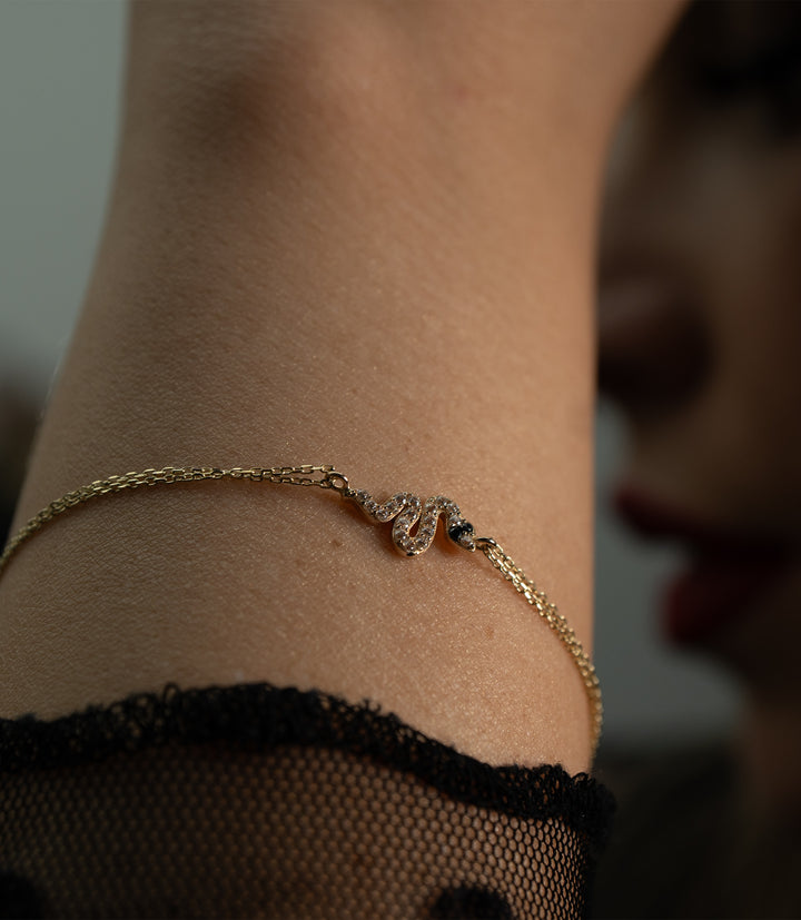 Kleine Schlange Armband – 585er Gold