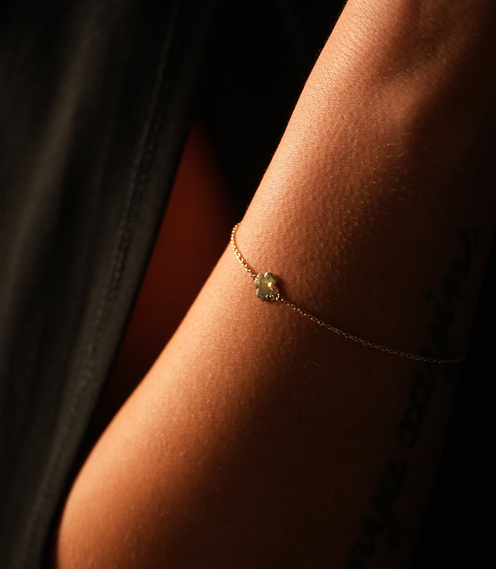 Kleeblatt Dezent Armband – 585er Gold