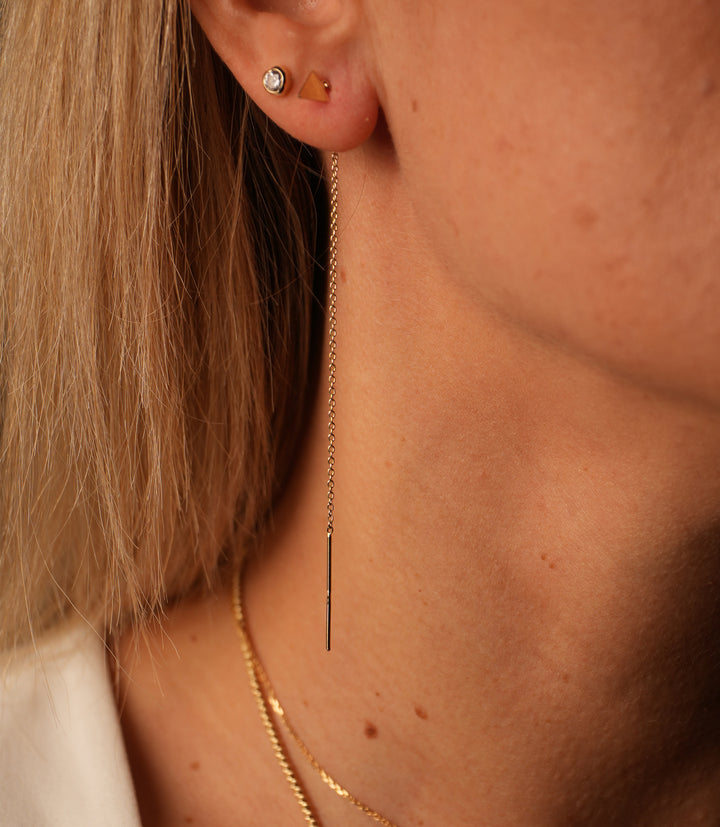 Dreieck Kette Ohrring – 585er Gold