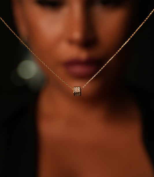 Würfel Anhänger -Kette 585er Gold - Elina Gold