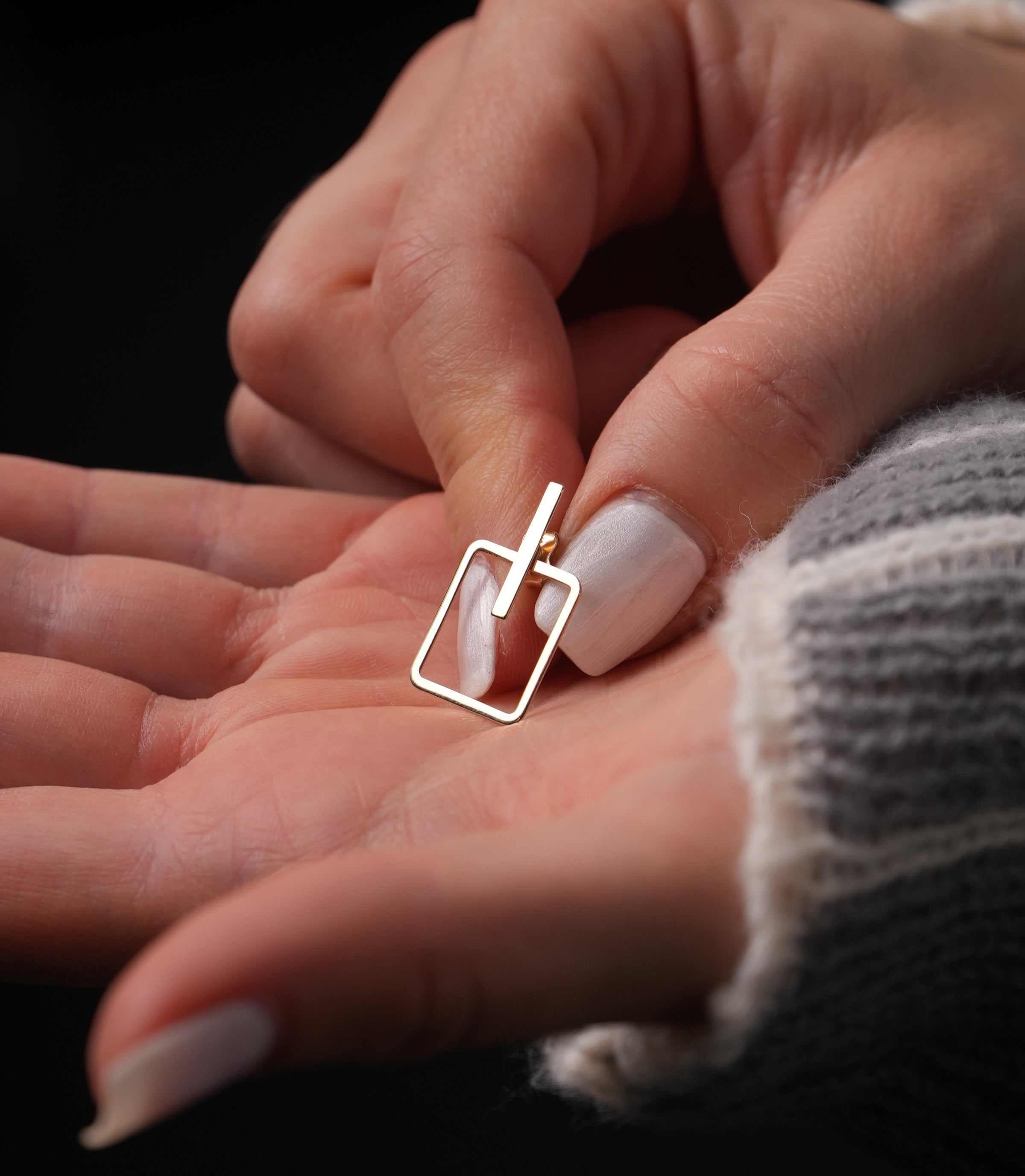 2IN1 Rechteck Stecker Ohrring