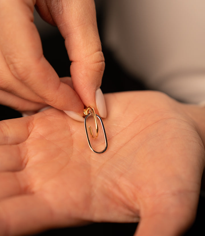Goldene Verbindung Bicolor Ohrring – 585er Gold