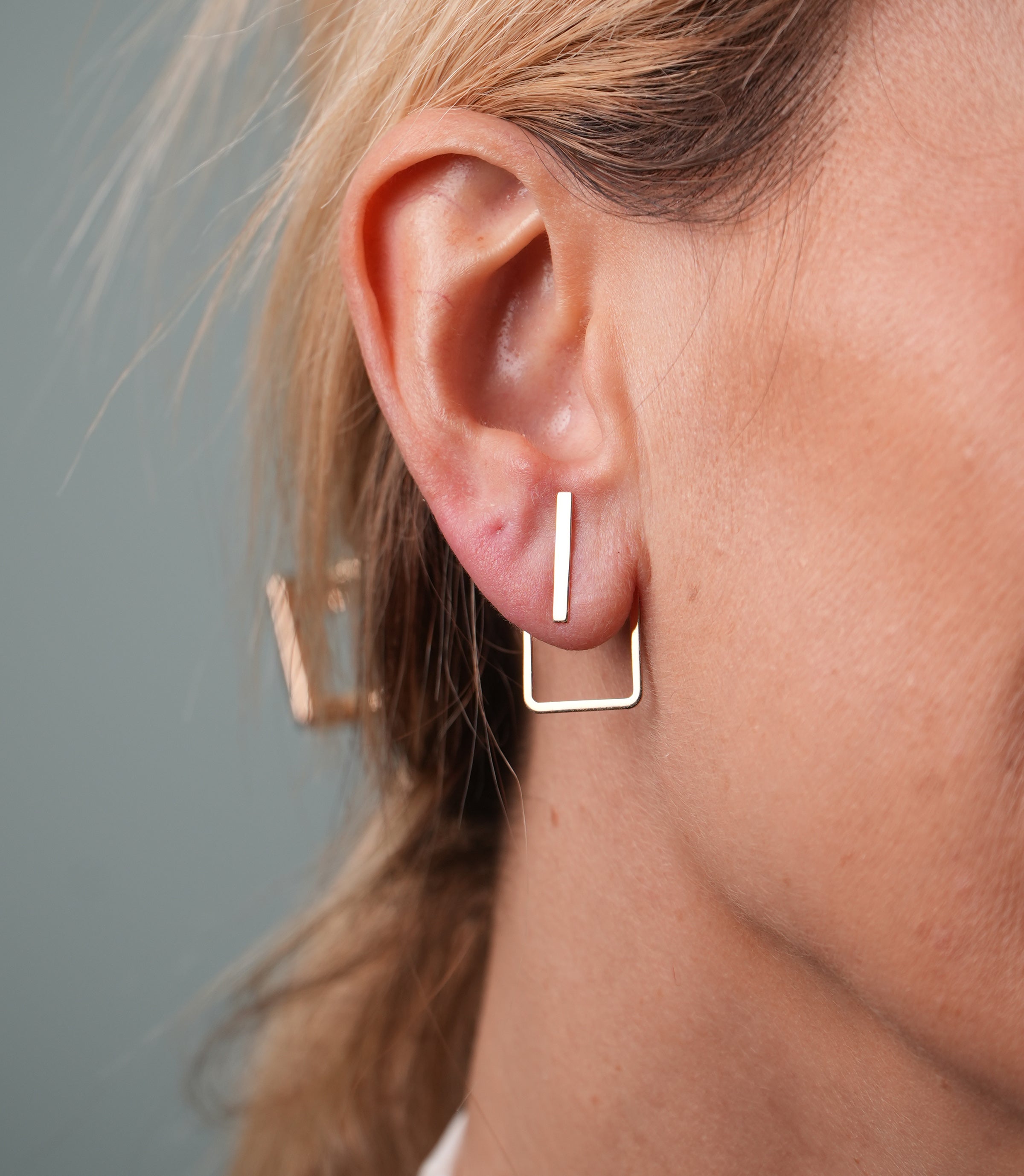 2IN1 Rechteck Stecker Ohrring